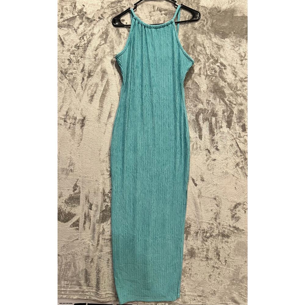Women’s Ribbed Maxi Dress Size 6 Medium High Slits Bodycon Adjustable Straps